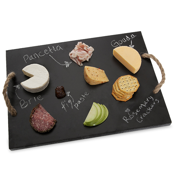 Rect Wooden Cheeseboard with Rope Handles 17in