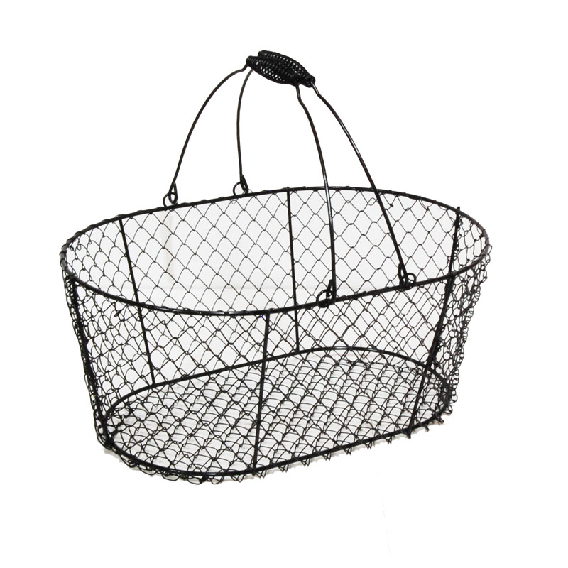 Stella Oblong Wire Basket with Swing Handle - Black 10in