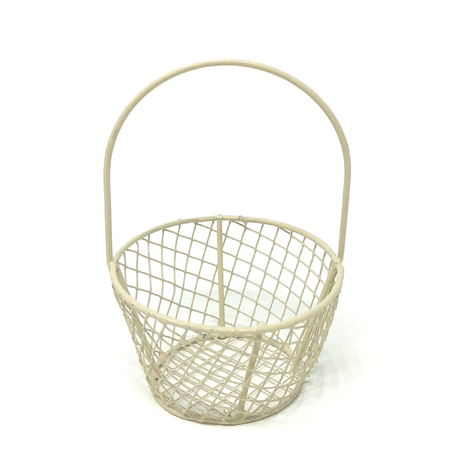 Stella Mini Round Wire Basket - Off White 2in