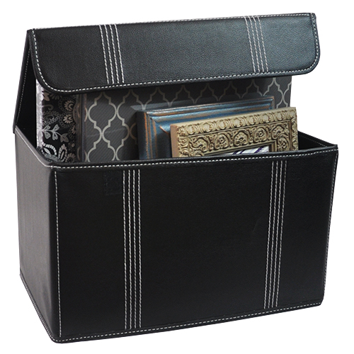 Roosevelt Faux Leather Storage Box with Lid Collapsible - 15in
