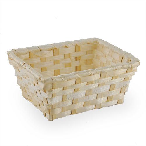 Natural Rectangular Bamboo Tray Basket  - Small 5in