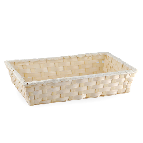 Natural Rectangular Bamboo Tray Basket - Medium 11in