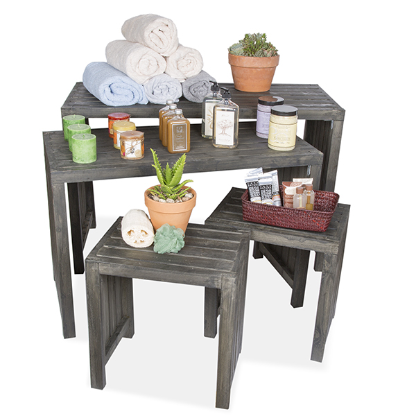 Four Piece Wooden Nesting Table