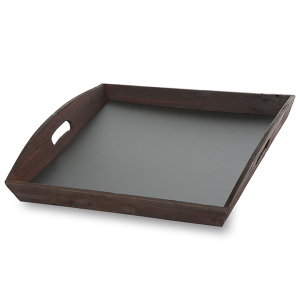 Medium Wooden Square Tray with Chalkboard Bottom 16in