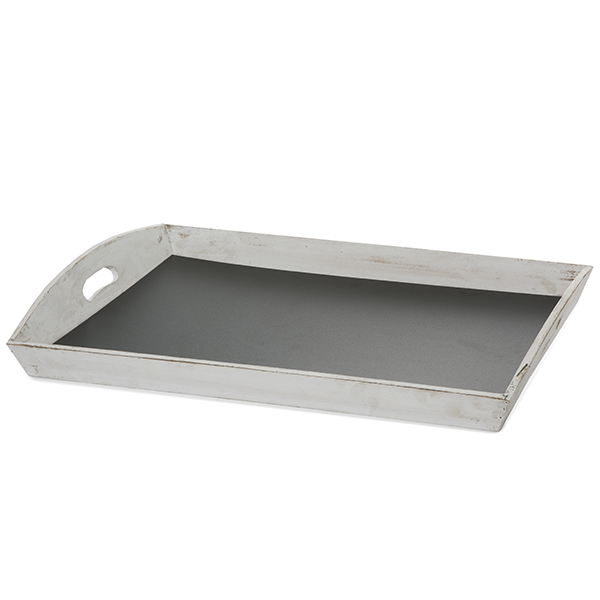 Large Rect Wood Tray with Chalkboard Base 22in