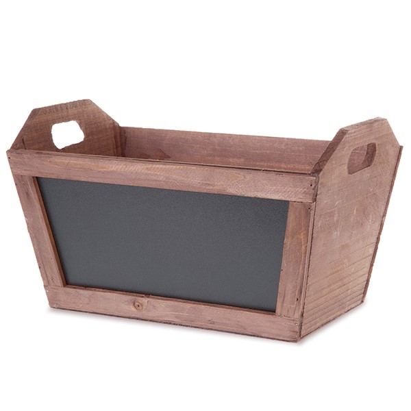 Rect Wooden Planter Basket with Chalkboard 14in