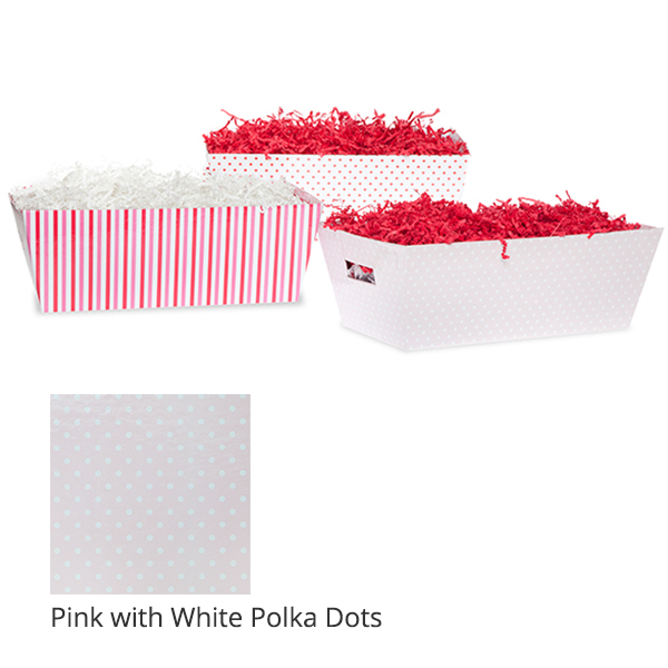 Gift Tray Medium - Valentine 12in- Pink with White Polka Dots