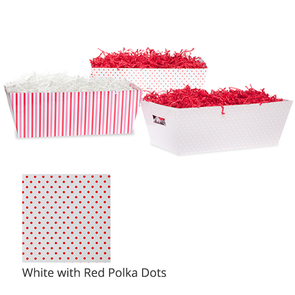 Gift Tray Medium - Valentine 12in- White with Red Polka Dots