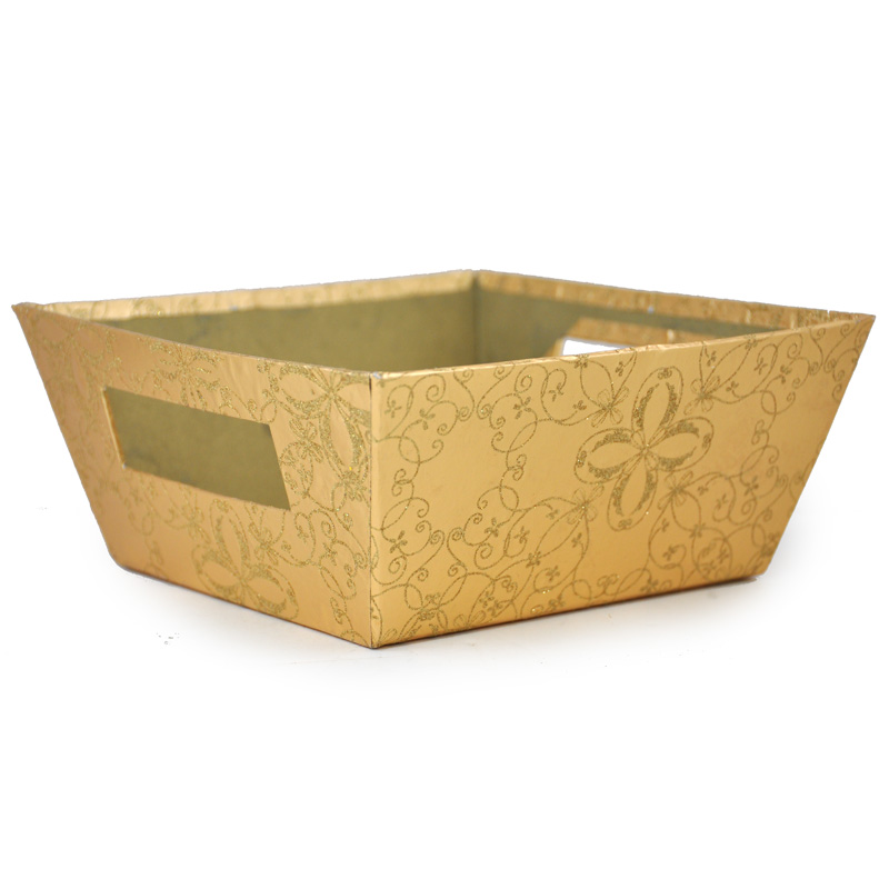 Gift Utility Square Tray - Holiday 7in - Glittery Gold