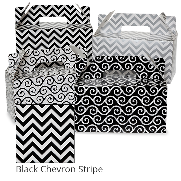 Small Designer Gable Box 9in- Black Chevron Stripe
