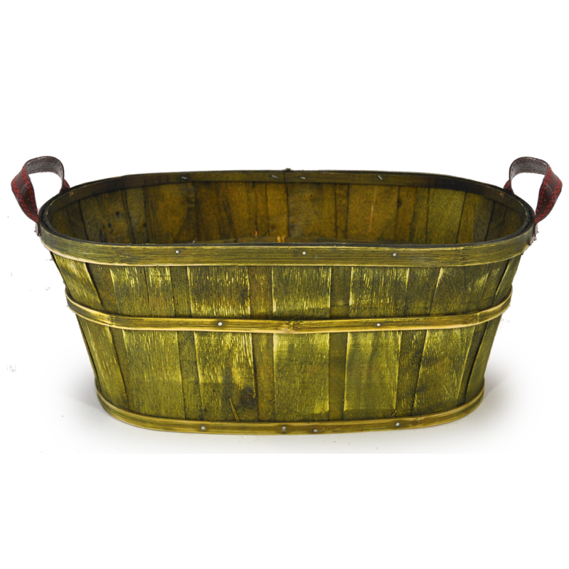 Oblong Woodchip Utility Basket Large - Olive Green 14in