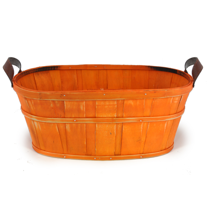 Oblong Woodchip Utility Basket Large - Orange 14in