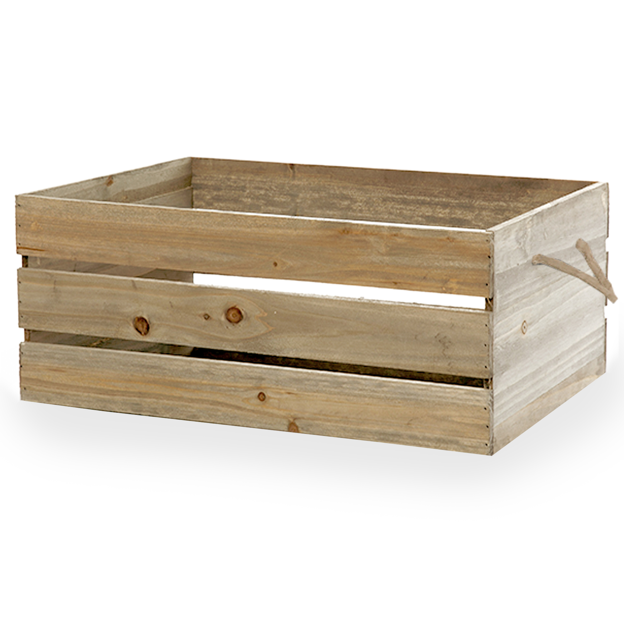Wooden Crate Storage Box with In Handles 15in