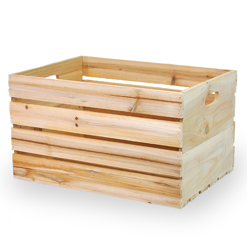Natural Wooden Storage Crate with In-Handles - Medium 15in