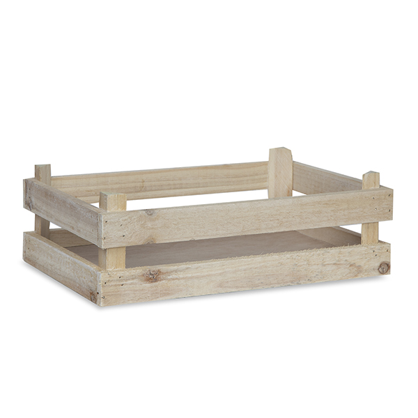 Two Slat Rectangular Wood Crate Natural - 11in