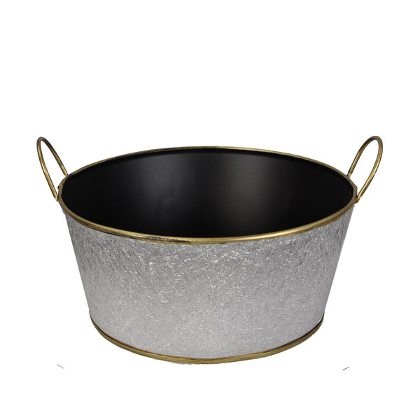Metal Round Foil Basket with Handle 8in