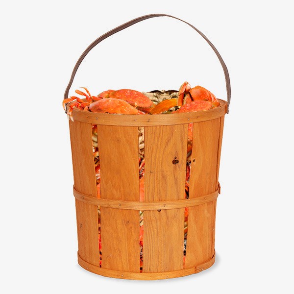 Round Woodchip Crab Bushel Basket with Handle - Medium 11in