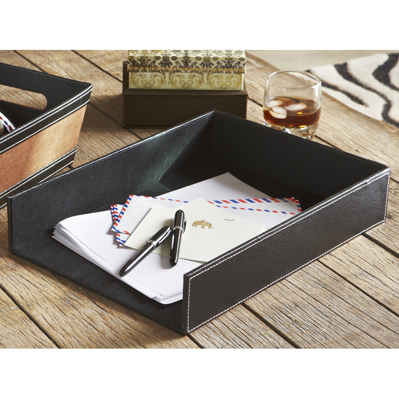 Faux Leather Document Tray 15in