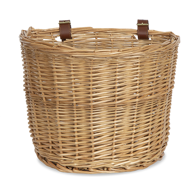 Willow Bicycle Bike Basket with Faux Leather Buckles - 12in