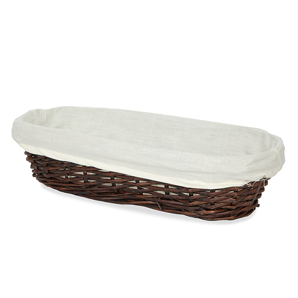 Savannah Oblong Bread Basket with Cloth Liner 14in