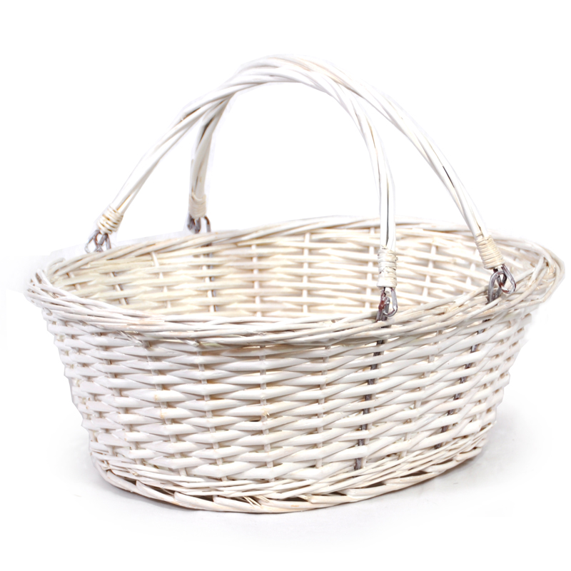 LUCY MEDIUM WILLOW SHOPPER W/SWING HDL- WHITE 14in