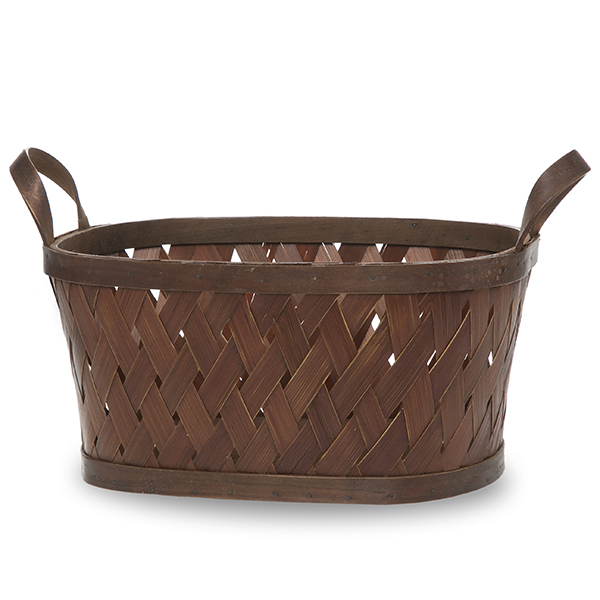 Oblong Woodchip Weave Ear Handle Basket - Large 12in