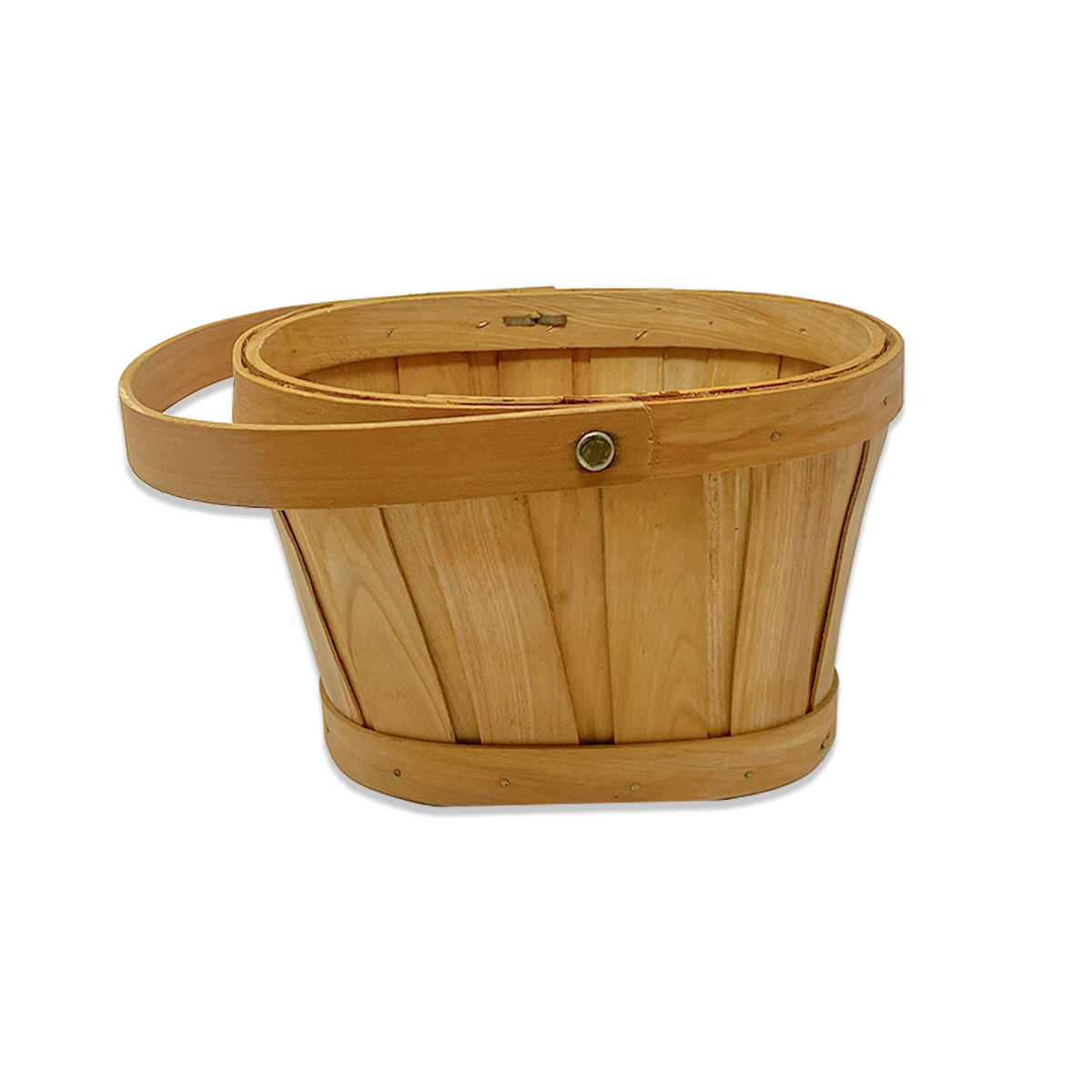 Oval Woodchip Handle Basket - Light Brown Stain 8 in