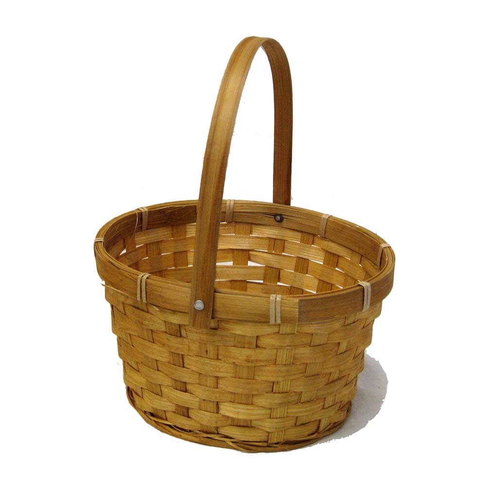 Honey Swing Handle Oval Bamboo Basket 7in