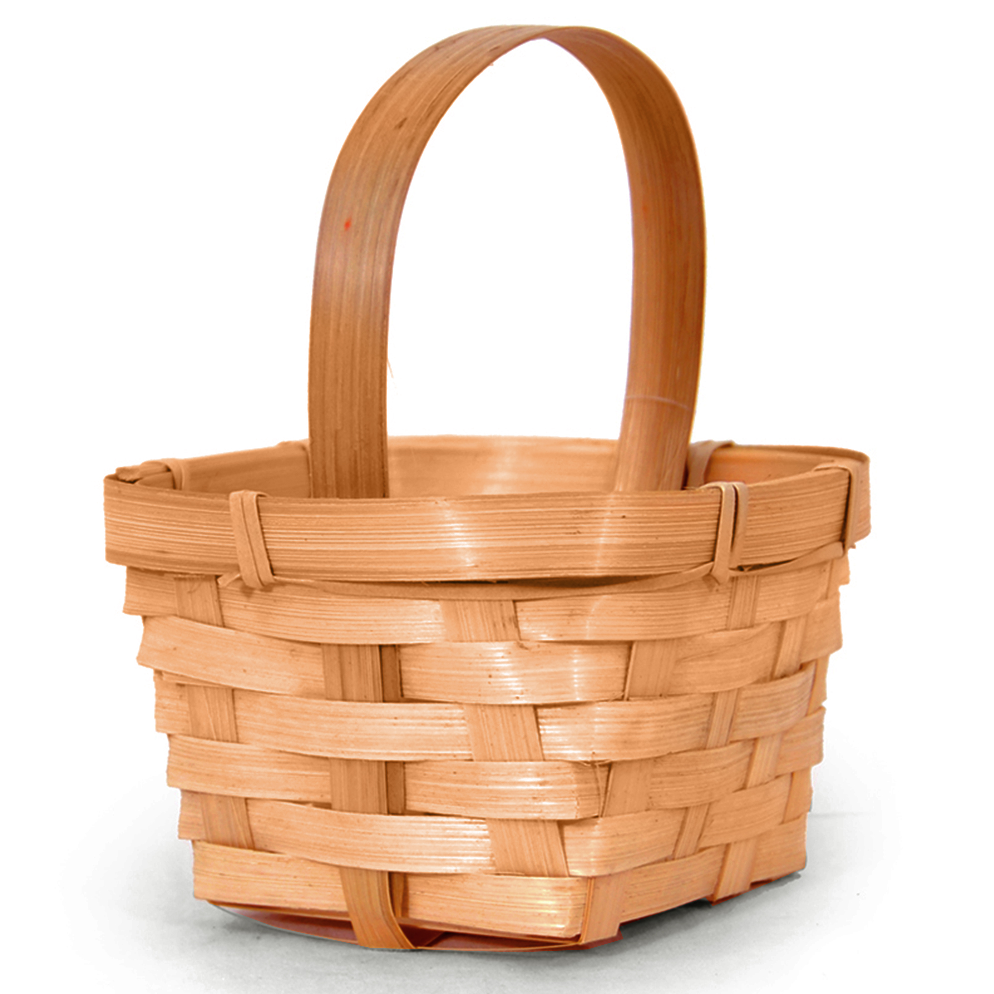 Miniature Bamboo Handle Basket - Square Round Edges 5in