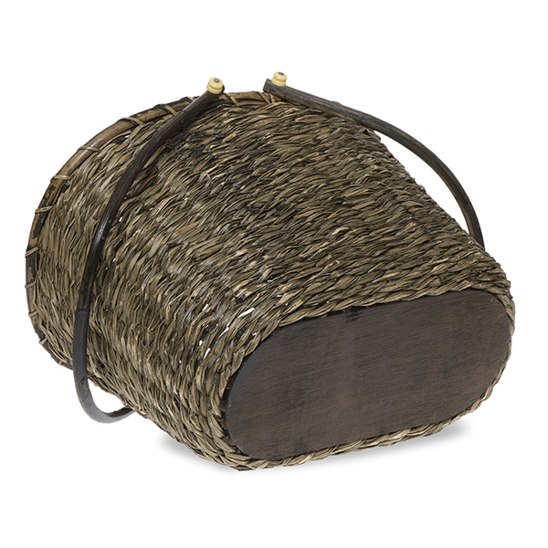 Antique Gray Sea Grass Oval Handle Basket The Lucky Clover Trading Co.