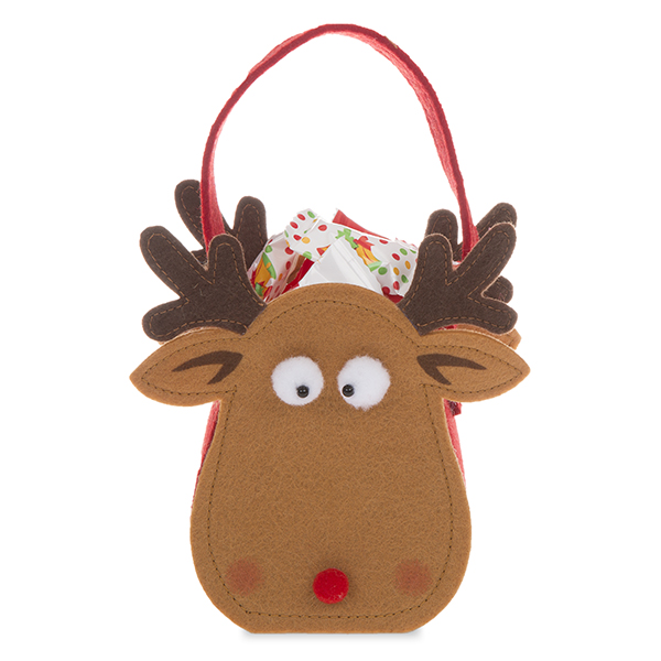 Felt Holiday Reindeer Mini Handle Basket 4in
