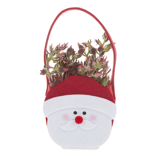 Felt Holiday Santa Mini Handle Basket 4in