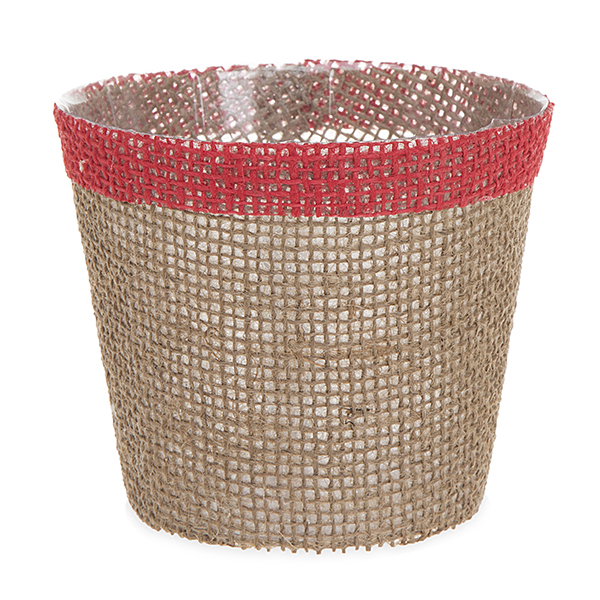 Jute Round Pot Holder Colored Rim with Plastic Liner Sm 4in