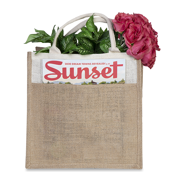 Jute White Handle Gift Bag with Front Pocket - Large