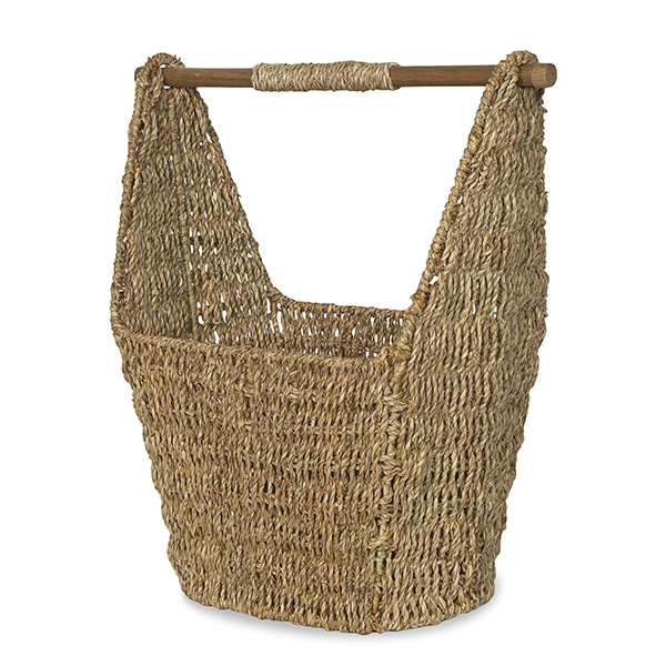Kalani Large Sea Grass Utility Basket with Wood Handle 16in