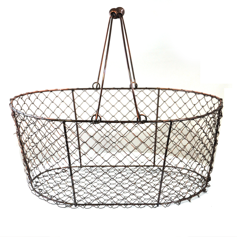 The Lucky Clover Trading 5205BLK Oblong Wire Swing Handle Basket Black