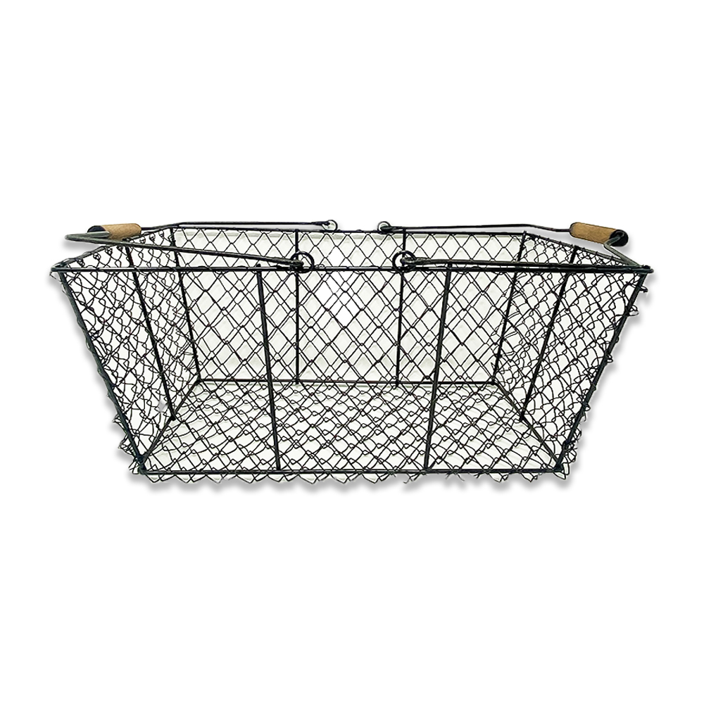 Stella Black Rect Wire Mesh Shopping Basket - Large 14in