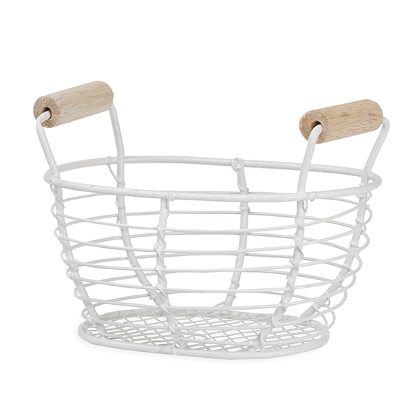 Stella Mini Oblong Wire Basket with Wood Handles 4in