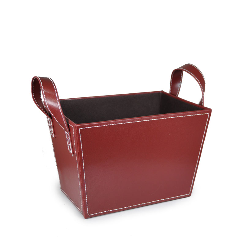 Roosevelt Faux Leather Basket with Handles - Small 8in