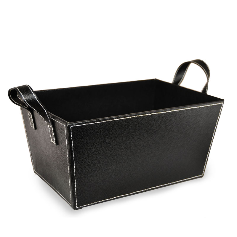 Roosevelt Faux Leather Basket with Handles - Medium 12in