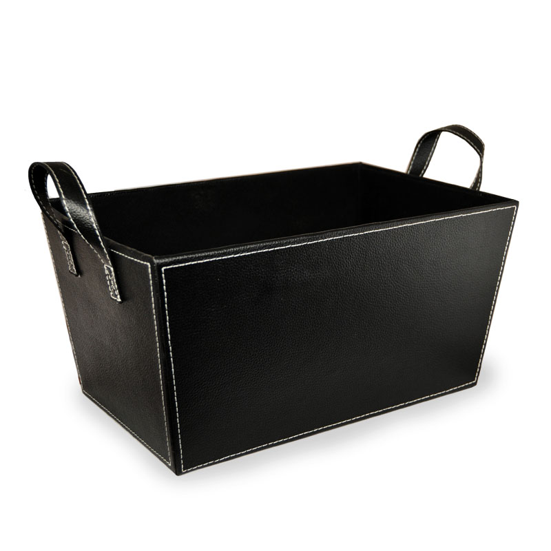 Roosevelt Faux Leather Bin with Handles - Large 14in