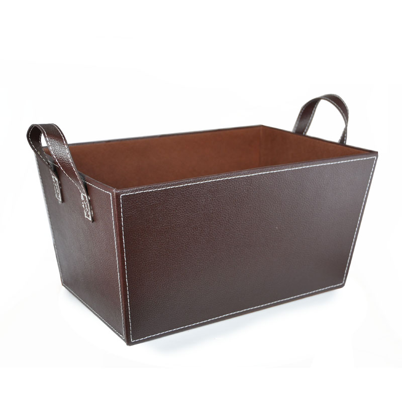 Roosevelt Faux Leather Bin with Handles - Large 14in