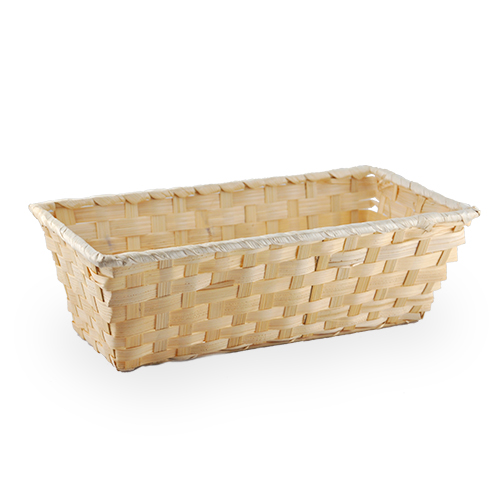 Natural Slim Rectangular Bamboo Tray Basket - Large 12in