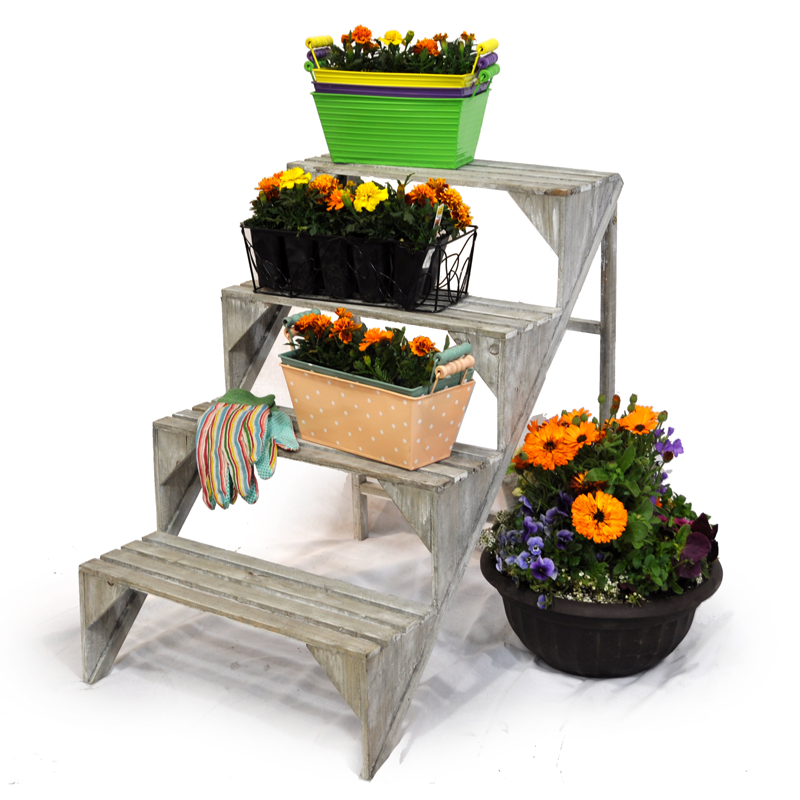 Wooden Four Step Plant Display Stand