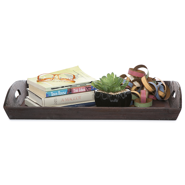 Large Rect Wood Tray with Chalkboard Base 22in