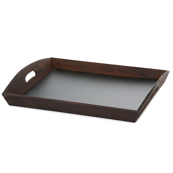 The Lucky Clover Trading Rectangular Tray Chalkboard Base Basket Brown 