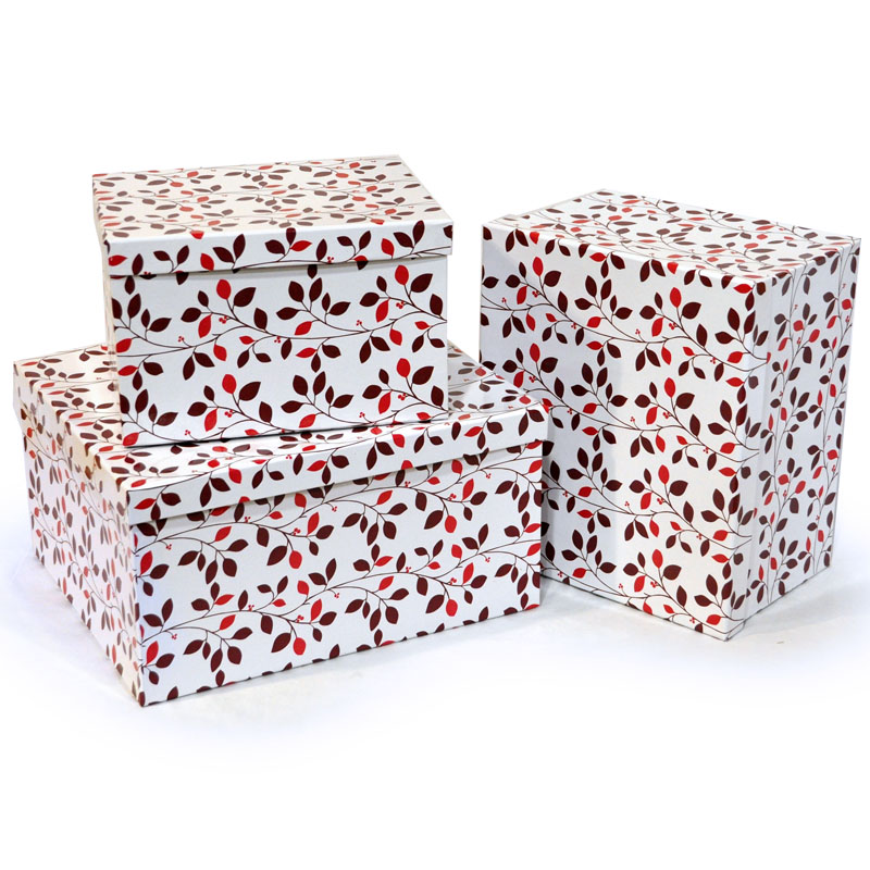 Rect Large Gift Box with Lid Set of Three - Designer II The Lucky Clover Trading Co.