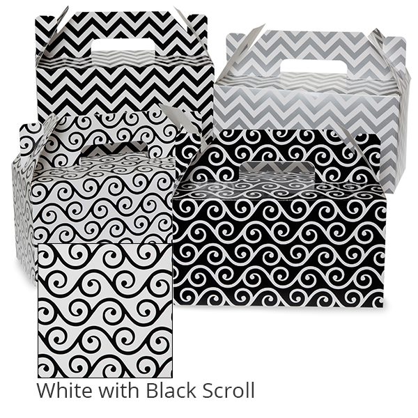 Medium Designer Gable Box 10in- White with Black Scroll