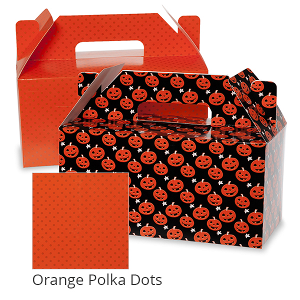 Medium Halloween Gable Box 10in- Orange Polka Dots