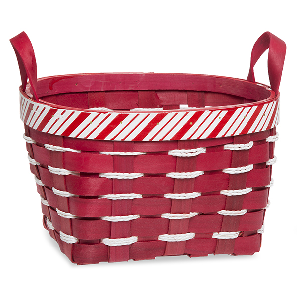 Holiday Woodchip Weave Rope Basket with Ear Handles 10in